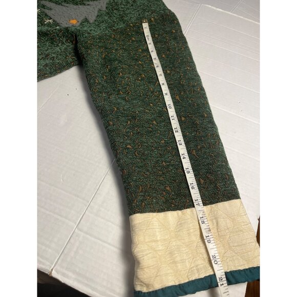 Green Wool Blend Holiday Cardigan W/ Snowman & Tree Appliques -  Large button - Picture 14 of 15